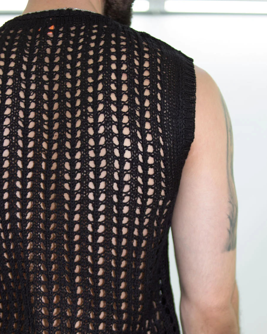 Camiseta Malla Tejido Artesanal Negra