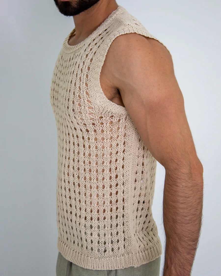 Camiseta Malla Tejido Artesanal Beige
