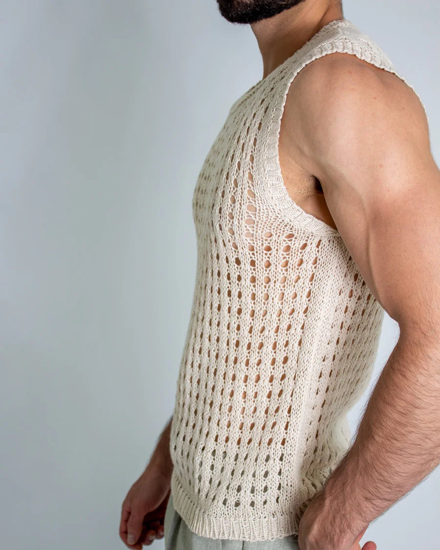 Camiseta Malla Tejido Artesanal Beige