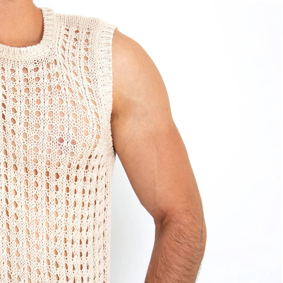 Camiseta Malla Tejido Artesanal Beige