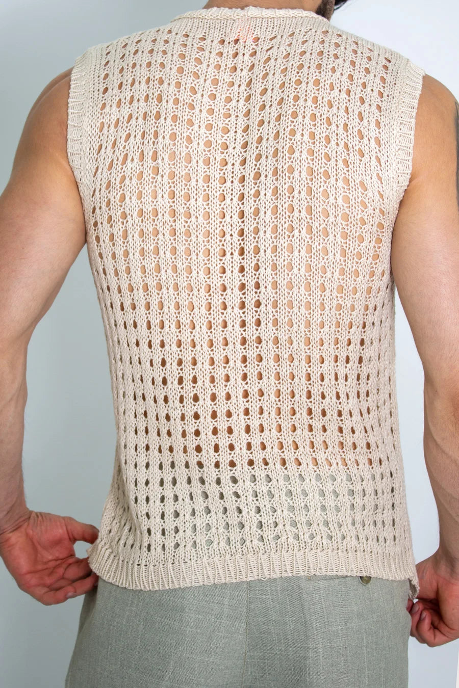 Camiseta Malla Tejido Artesanal Beige