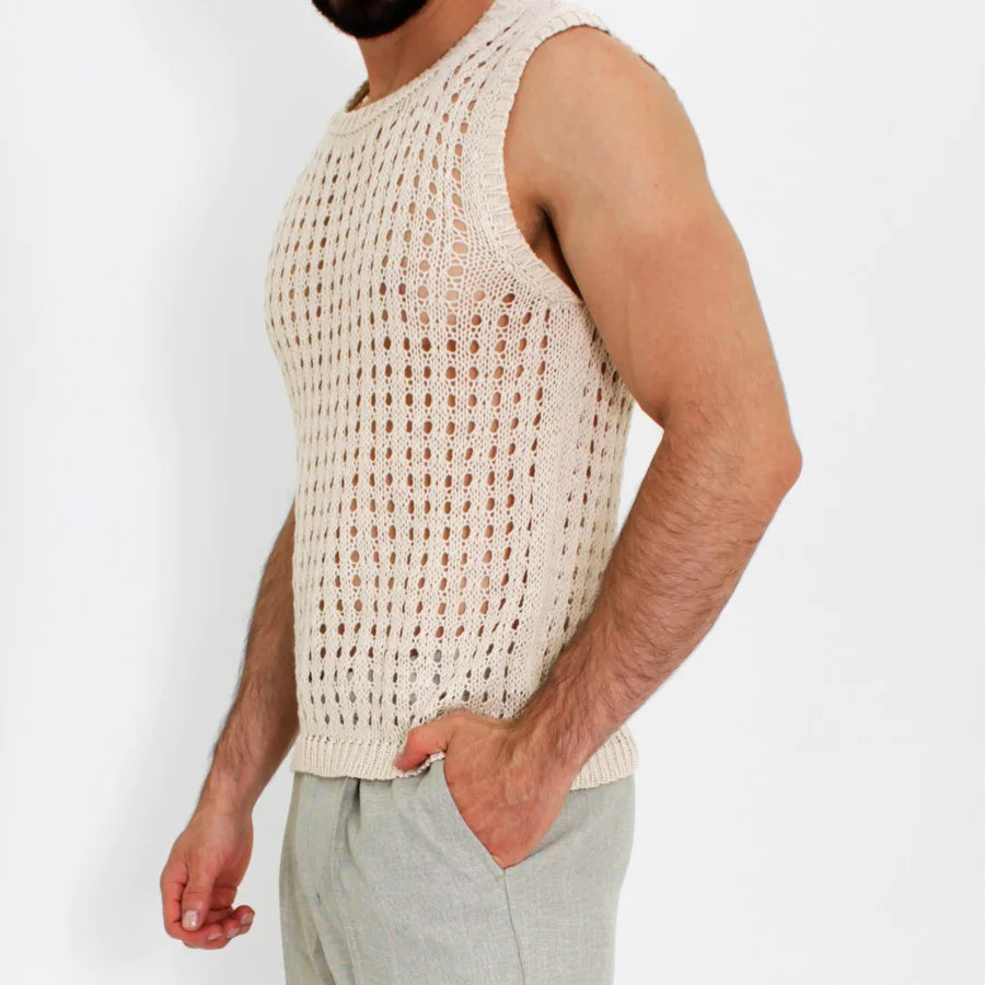 Camiseta Malla Tejido Artesanal Beige