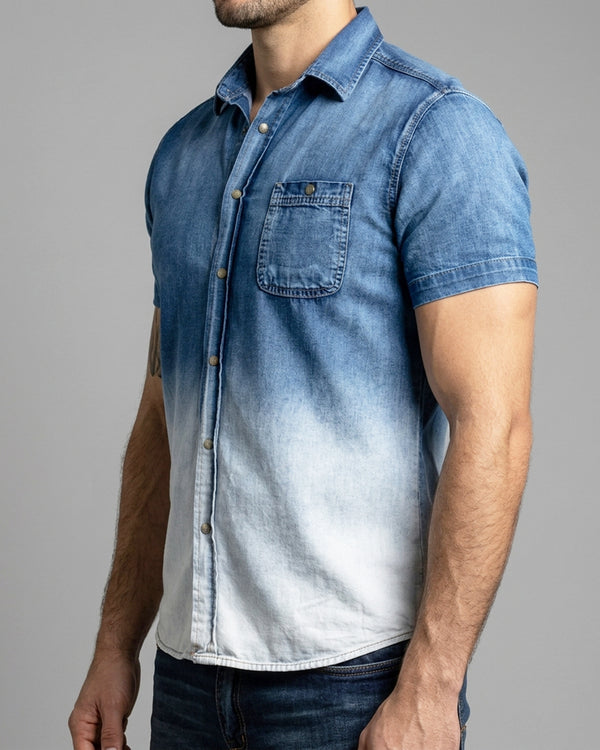 Camisa Indigo Degrade Manga Corta