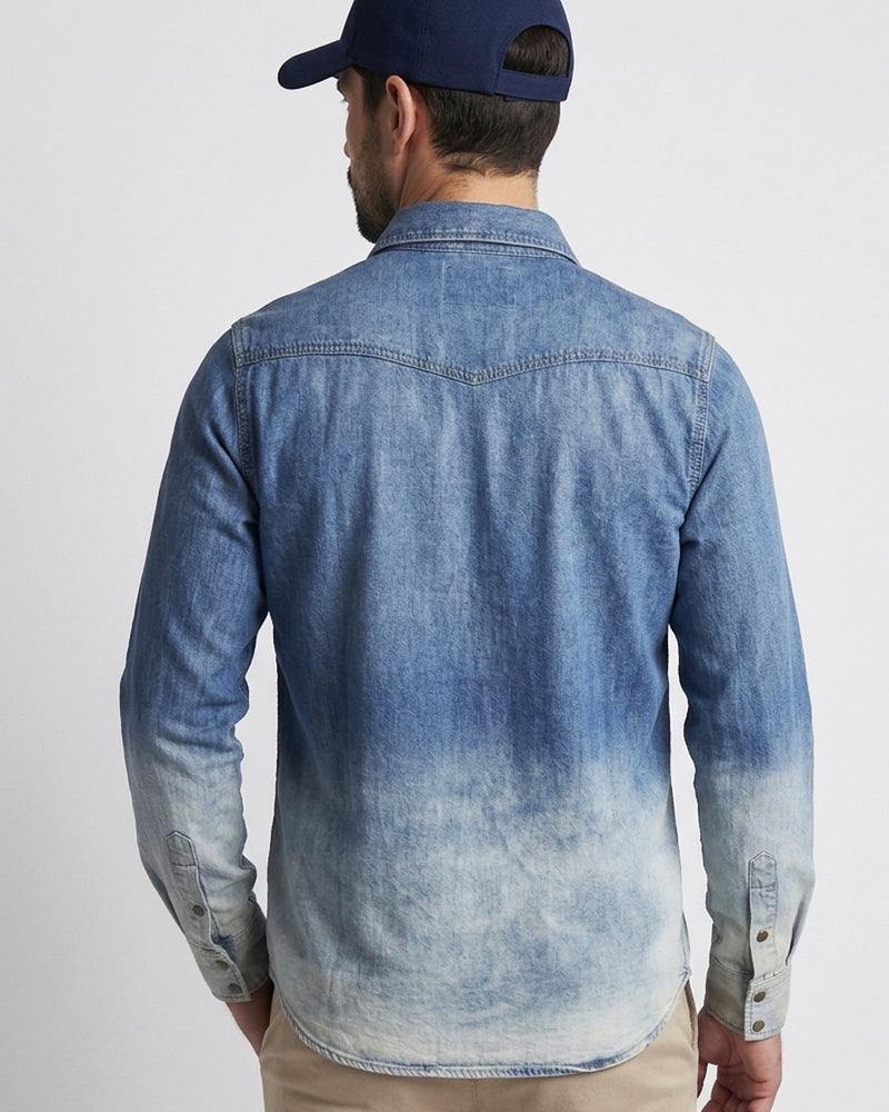 Camisa Índigo Degrade Manga Larga