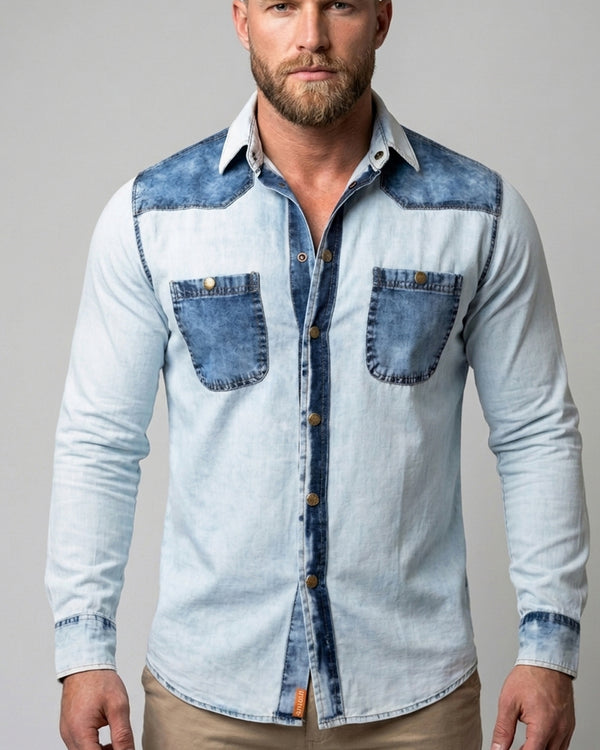 Camisa Índigo Vaquera Manga Larga