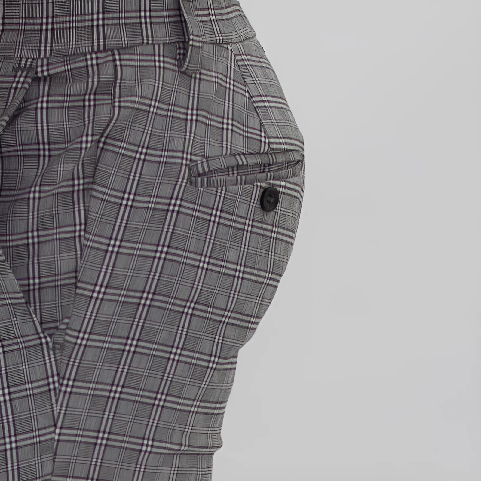 Pantalón Flexible Cuadros Gris Claro