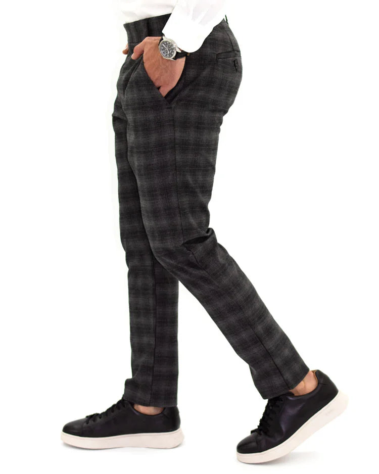 Pantalón Clásico Cuadros Gris