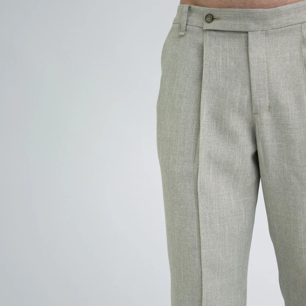 Classic Green Linen Trousers