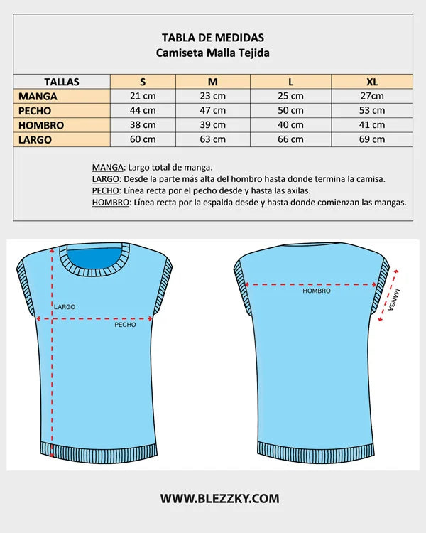 Camiseta Malla Tejido Artesanal Negra