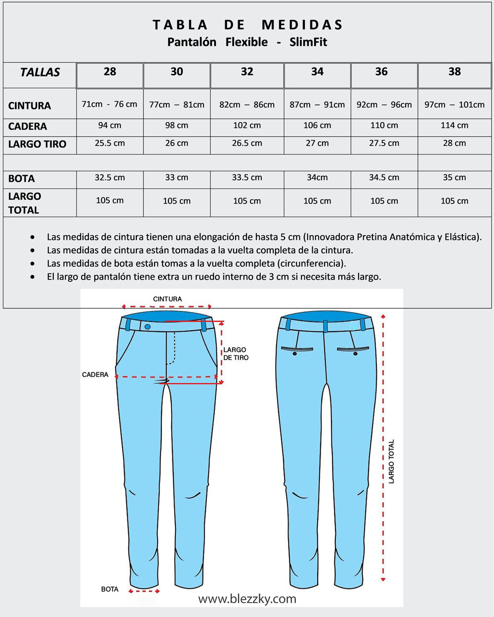 Pantalón Flexible Azul Claro