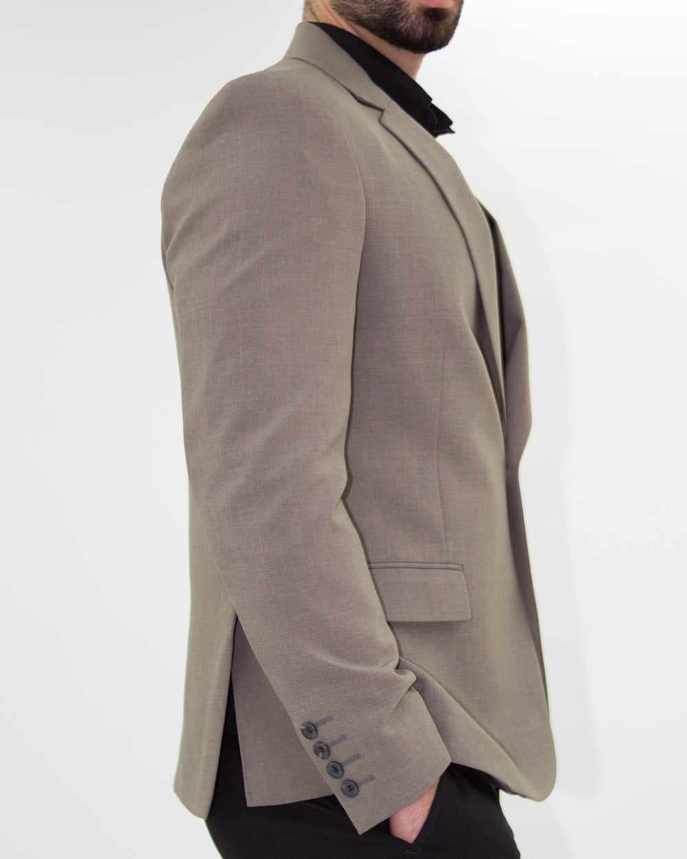 Grayish Brown Slim-Fit Blazer