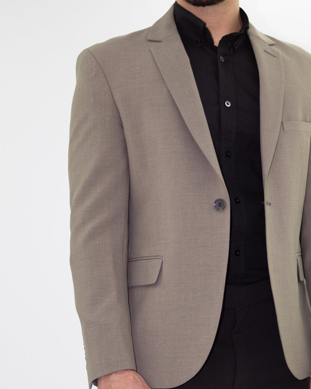 Grayish Brown Slim-Fit Blazer
