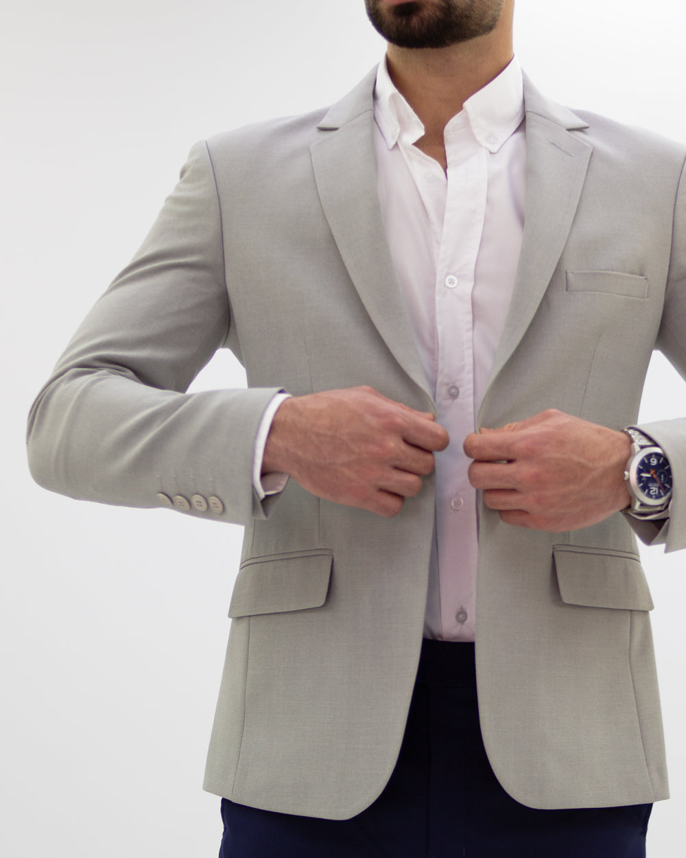 Light Gray Slim-Fit Blazer