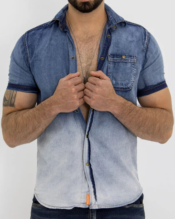 SlimFit Degraded Short Sleeve Jean Shirt