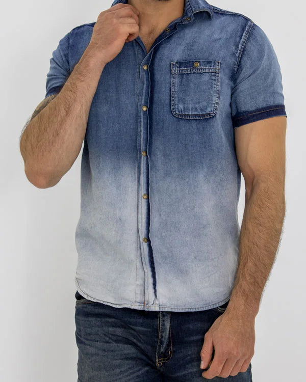 SlimFit Degraded Short Sleeve Jean Shirt