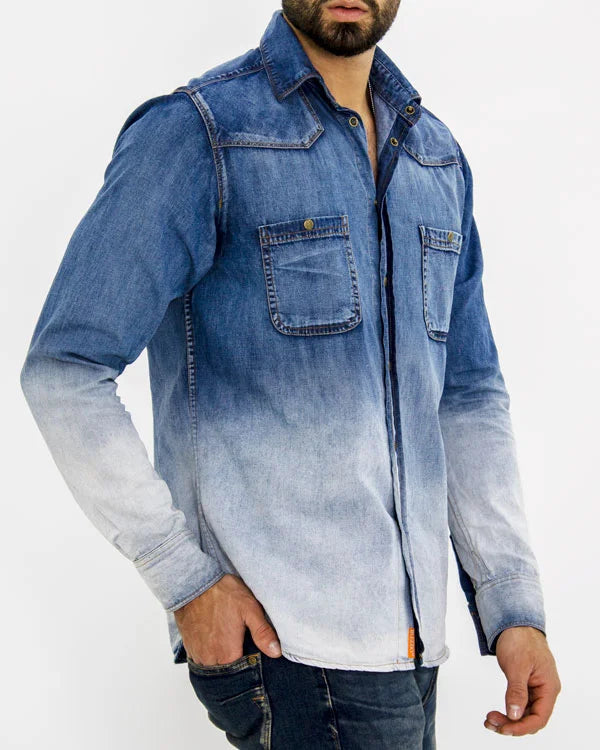 Camisa Jean en Degrade SlimFit Manga Larga