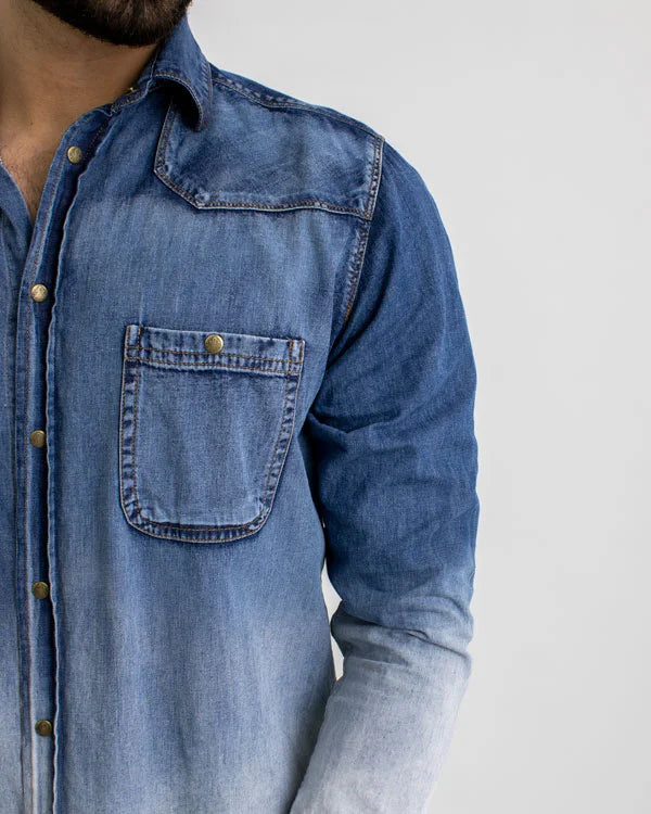 Camisa Jean en Degrade SlimFit Manga Larga