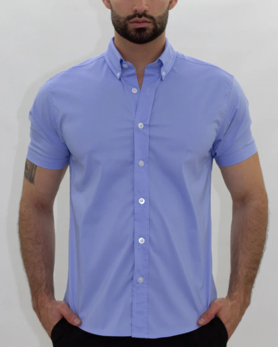 Camisa Flexible SlimFit Manga Corta Azul