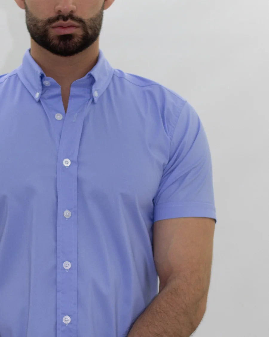 Camisa Flexible SlimFit Manga Corta Azul