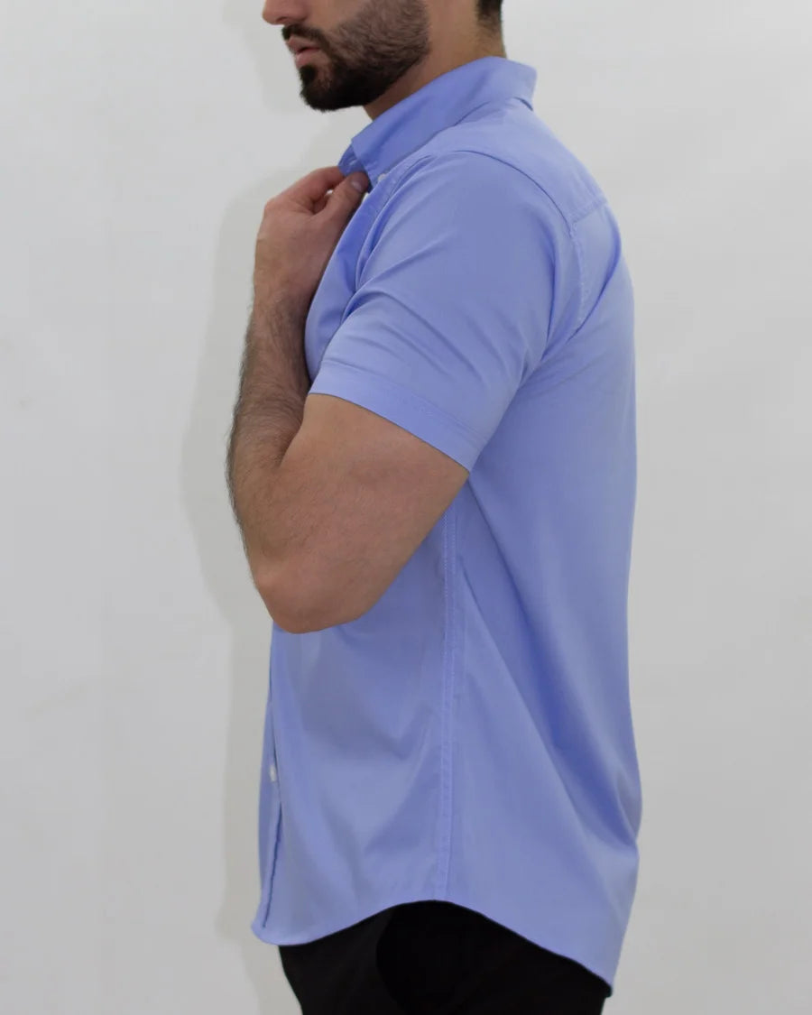 Camisa Flexible SlimFit Manga Corta Azul
