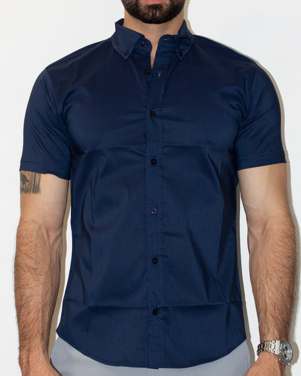 Camisa Flexible SlimFit Manga Corta Azul Marino