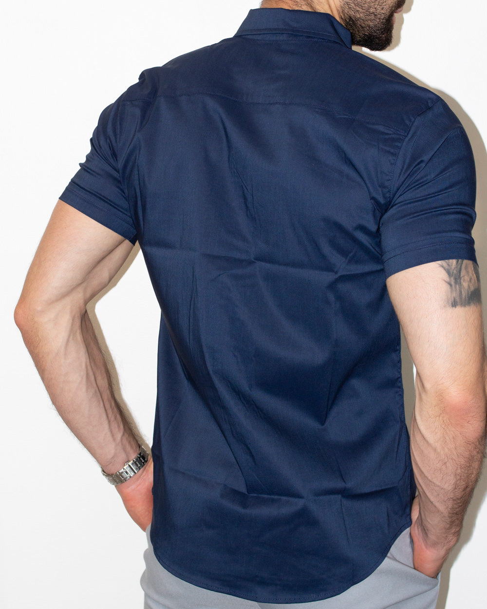 Camisa Flexible SlimFit Manga Corta Azul Marino