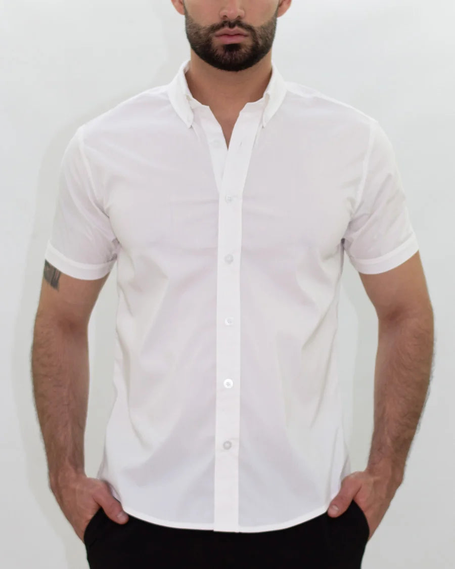 Camisa Flexible SlimFit Manga Corta Blanca