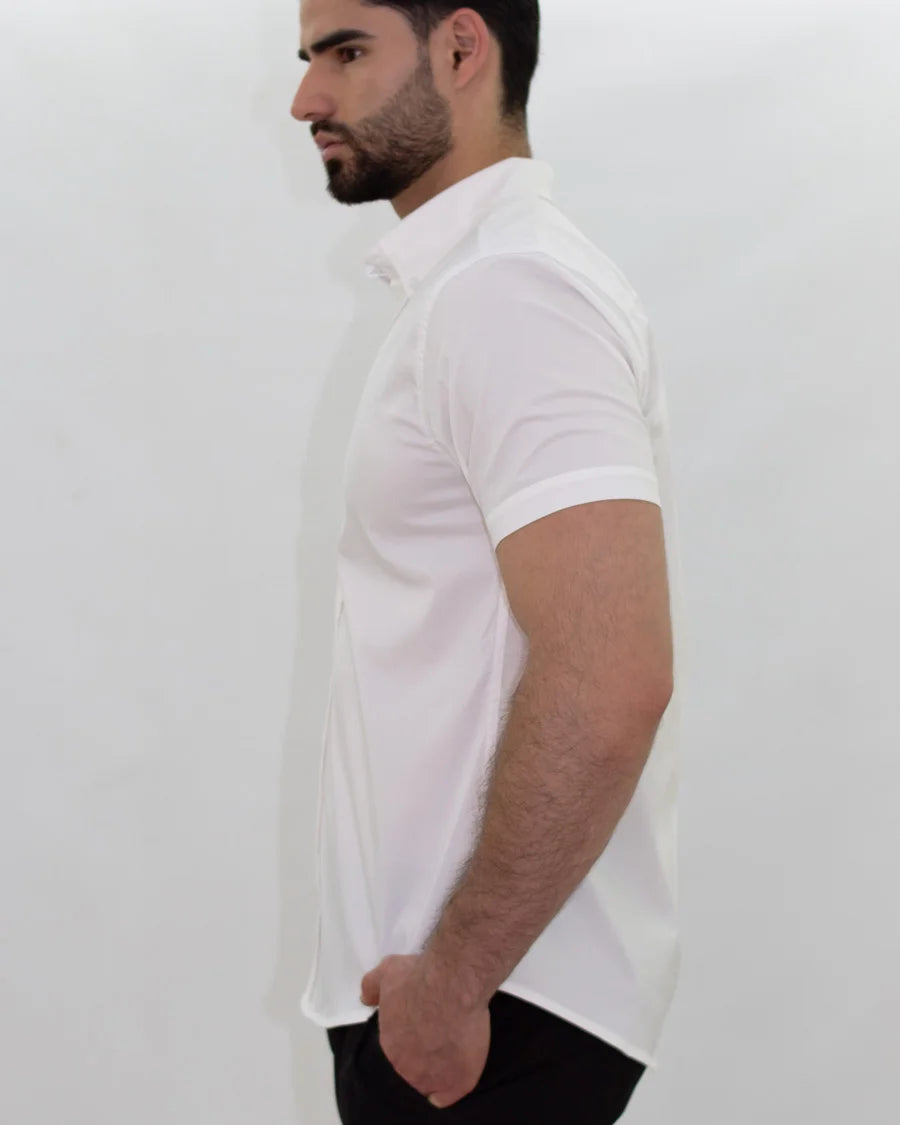 Camisa Flexible SlimFit Manga Corta Blanca