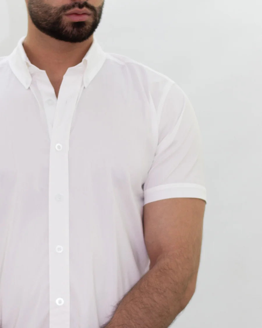 Camisa Flexible SlimFit Manga Corta Blanca