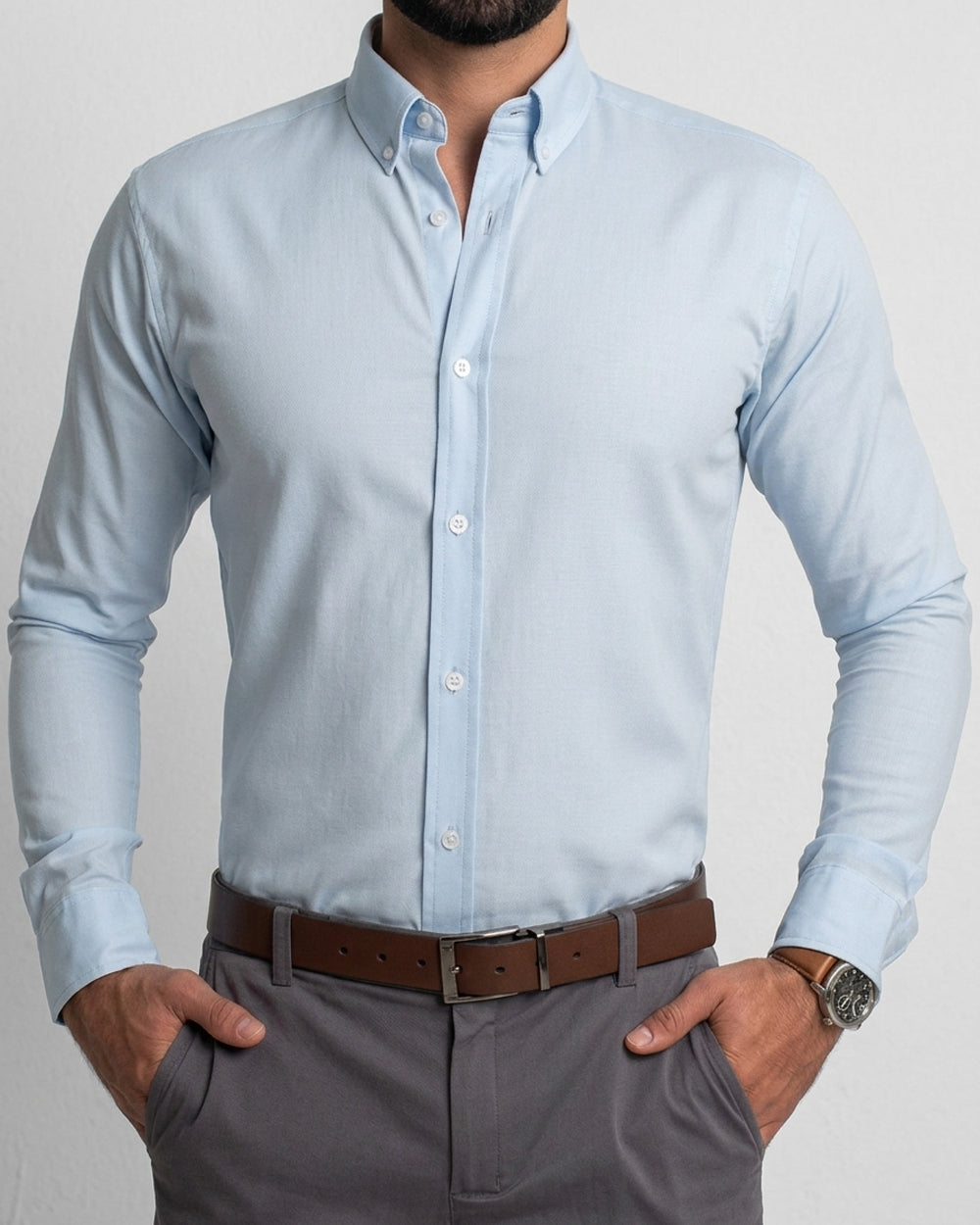 Light Blue Long Sleeve Flexible Shirt