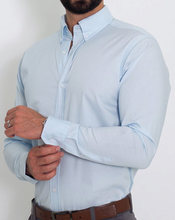 Camisa Flexible Manga Larga Azul Claro