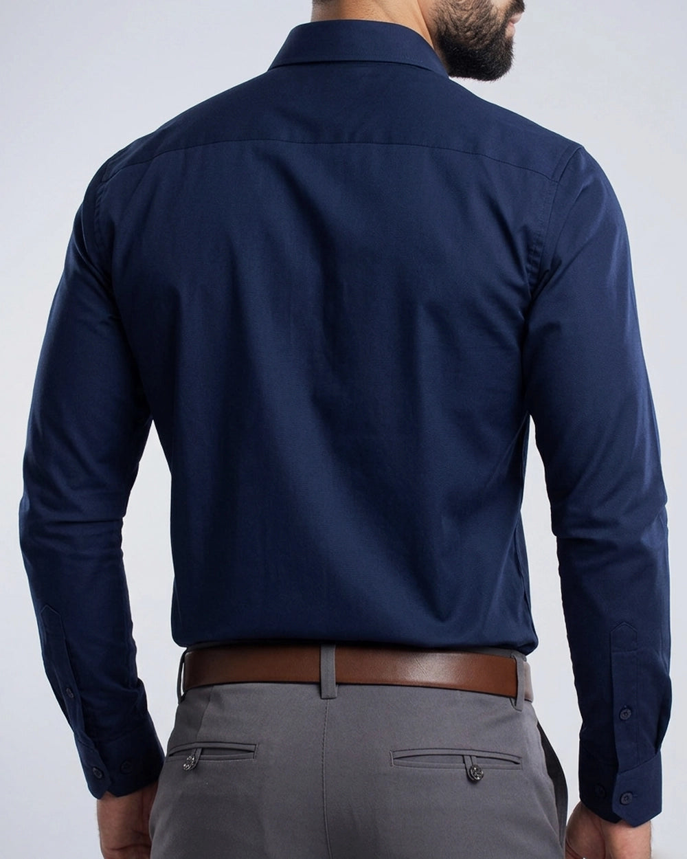 Camisa Flexible Manga Larga Azul Oscuro