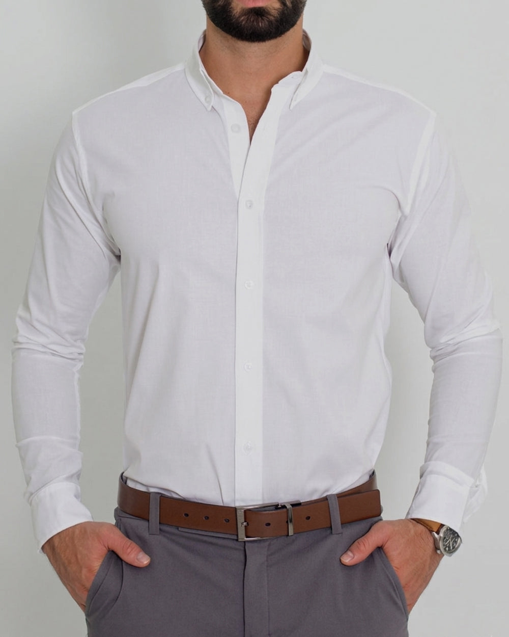 Flexible White Long Sleeve Shirt