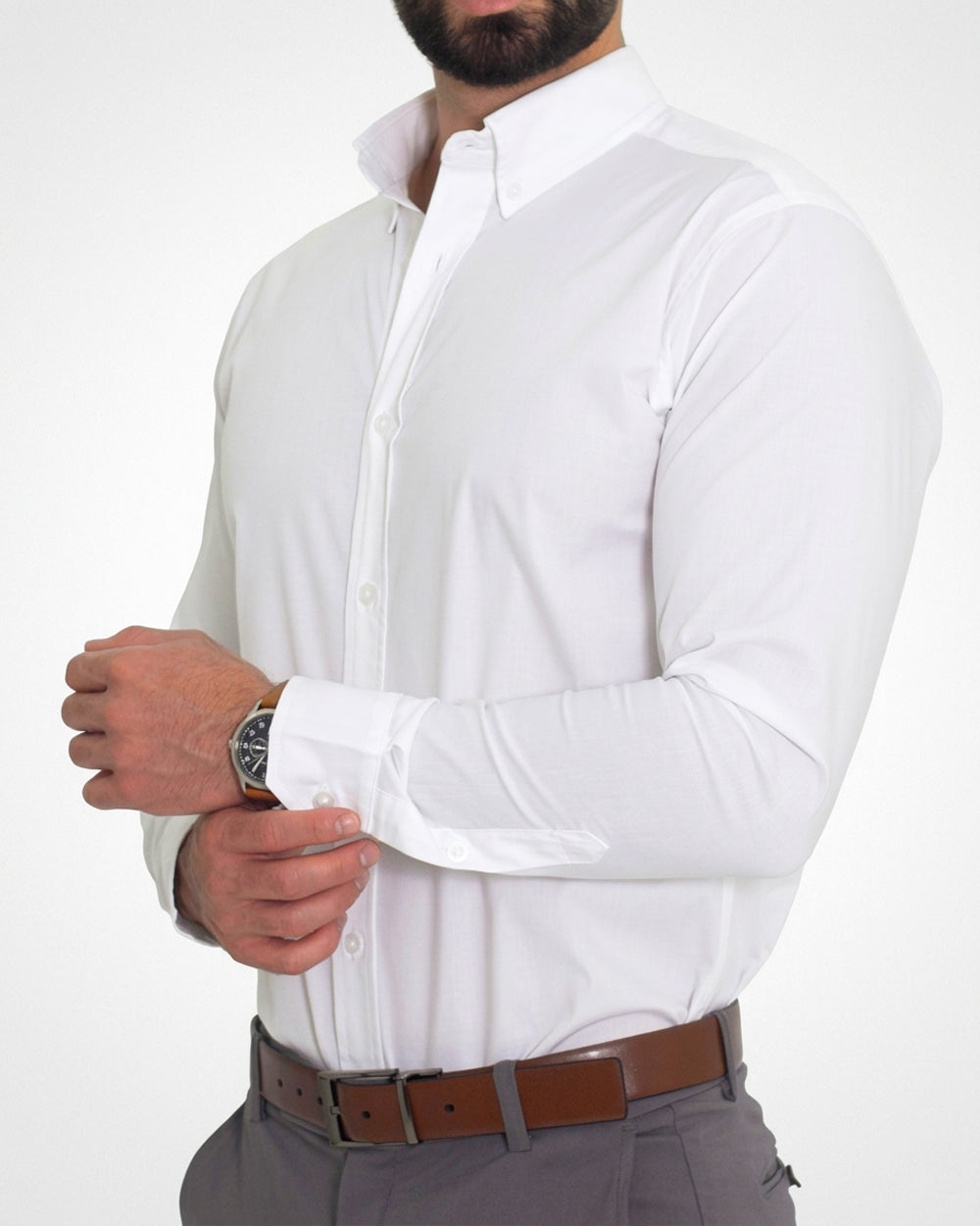 Flexible White Long Sleeve Shirt