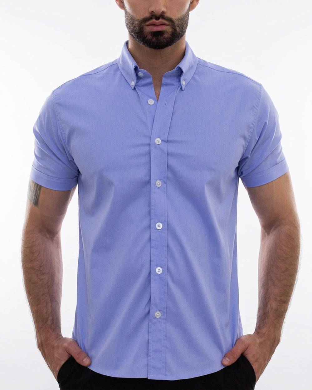 Flexible Light Blue Short Sleeve Shirt