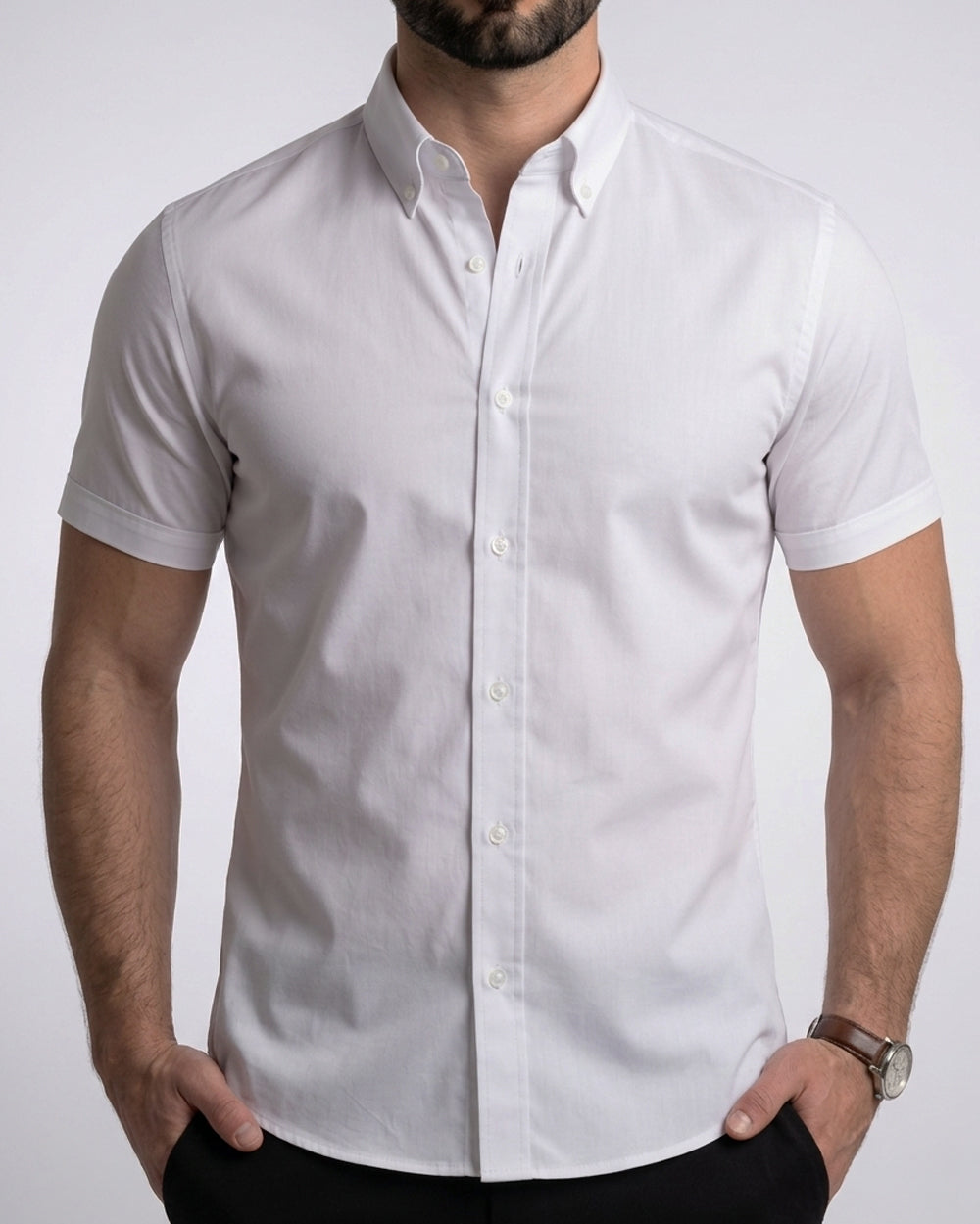 Flexible Short Sleeve White Shirt
