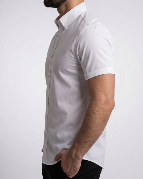 Camisa Flexible Manga Corta Blanca