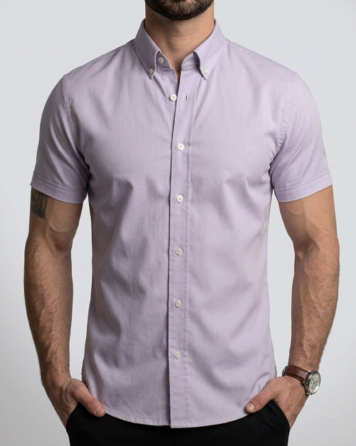Camisa Flexible Manga Corta Gris Claro