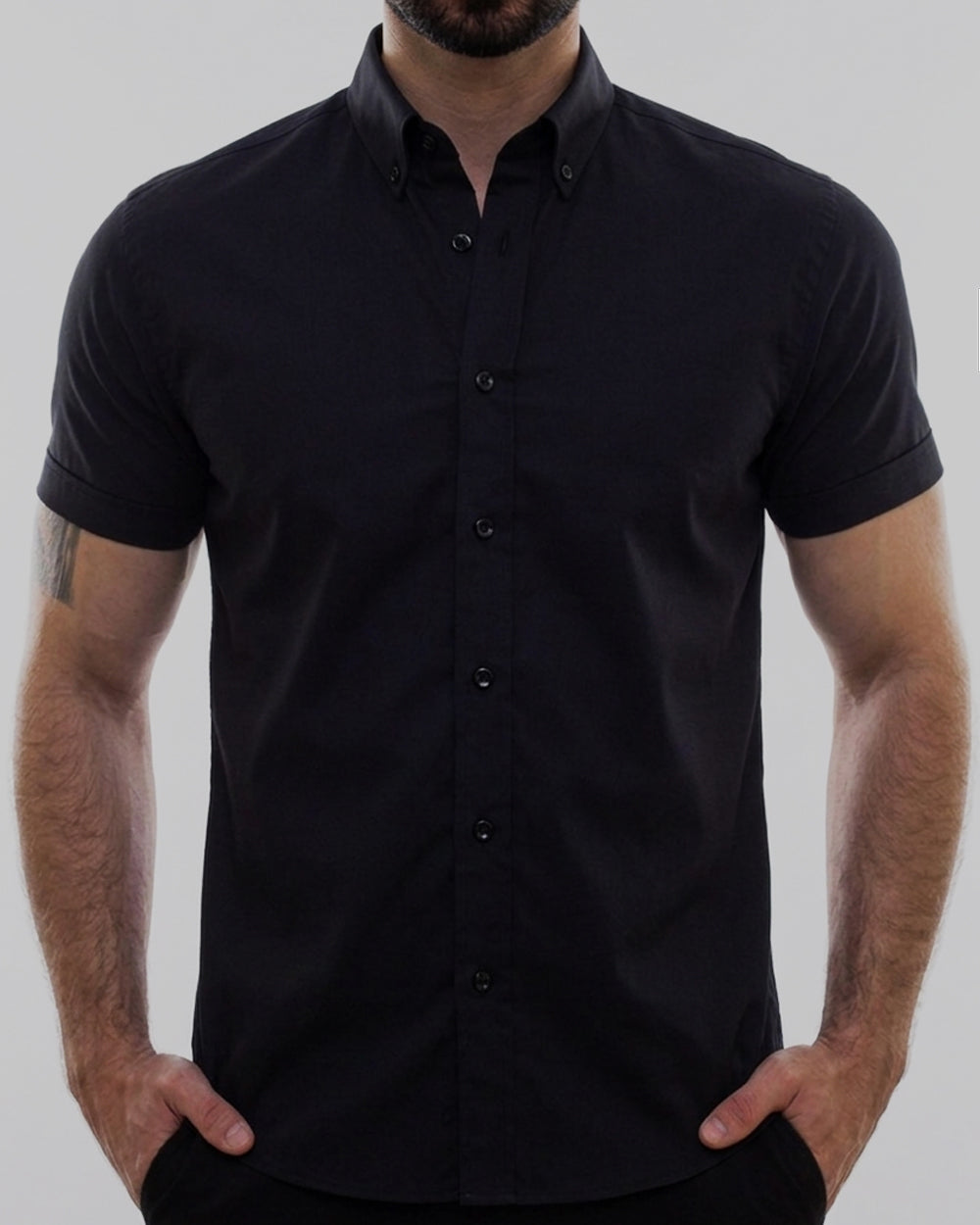 Flexible Black Short Sleeve Shirt