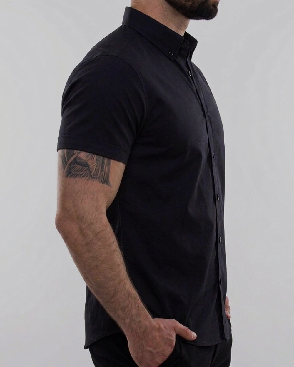 Flexible Black Short Sleeve Shirt