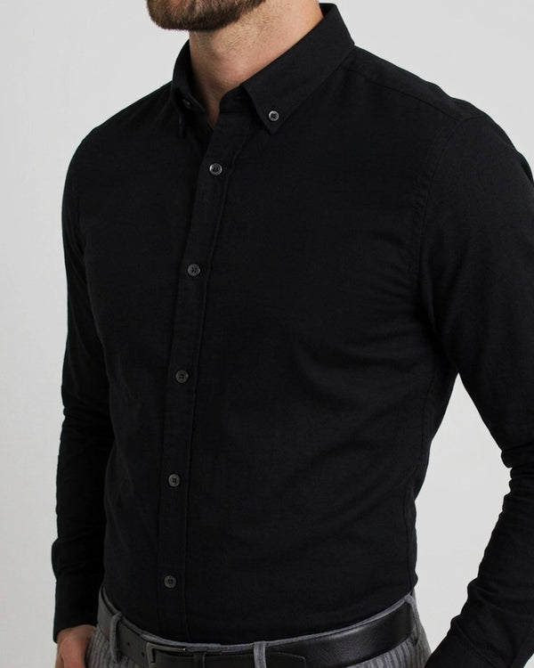 Camisa Flexible Manga Larga Negra