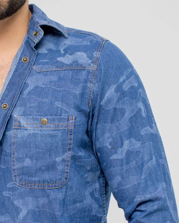 Camisa Jean Militar SlimFit Manga Larga