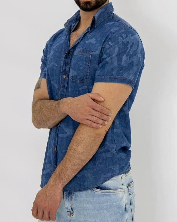 Camisa Jean Militar SlimFit Manga Corta