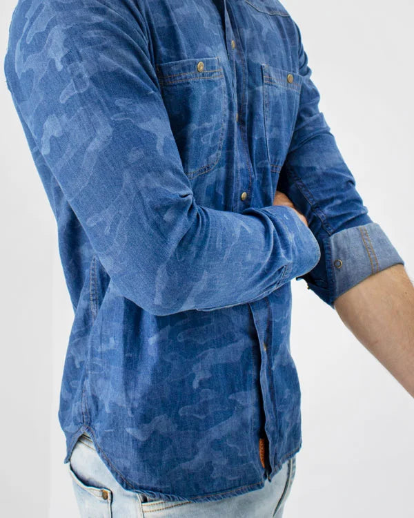 Camisa Jean Militar SlimFit Manga Larga