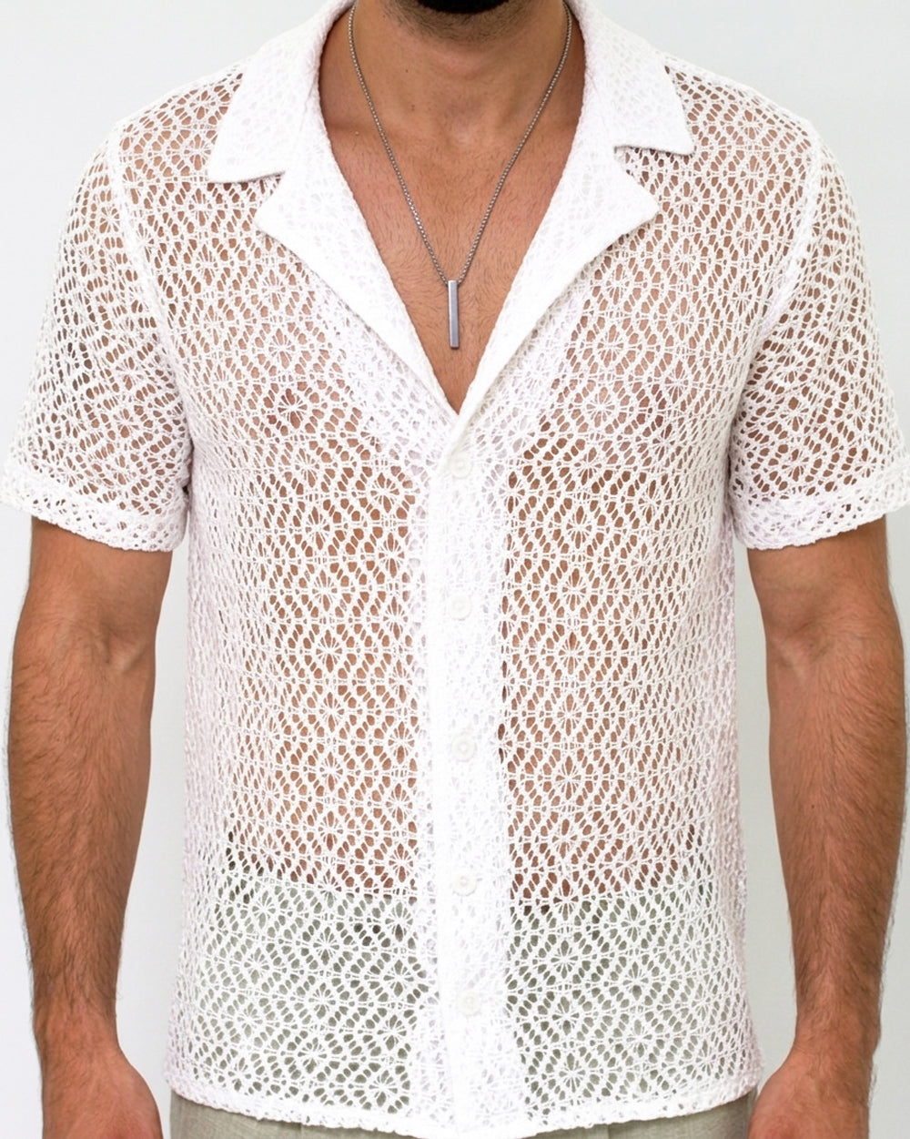 Camisa de Verano Malla Blanca