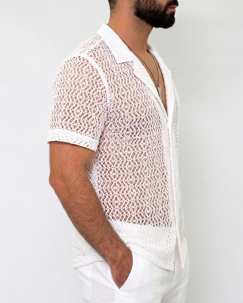 Camisa de Verano Malla Blanca