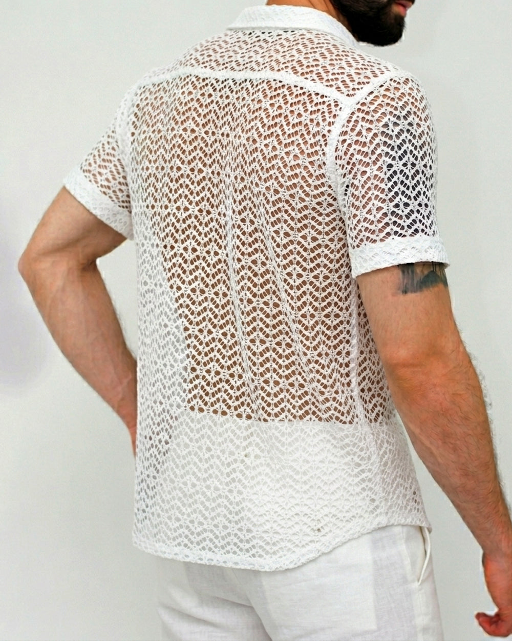 Camisa de Verano Malla Blanca
