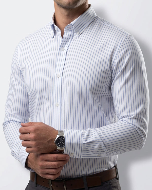 Camisa Blanca Manga Larga a Rayas