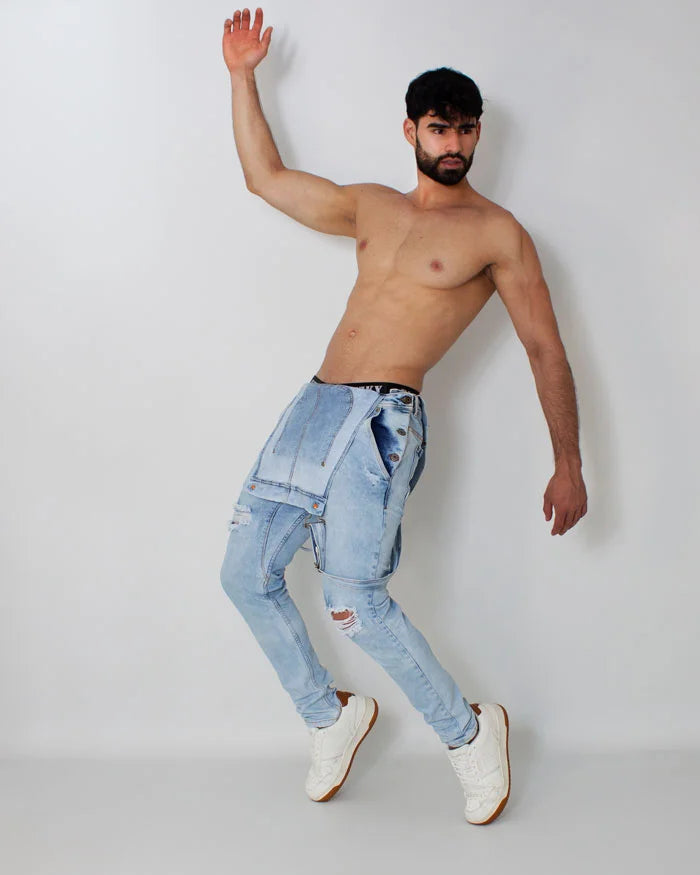 SlimFit Light Blue Denim Overalls