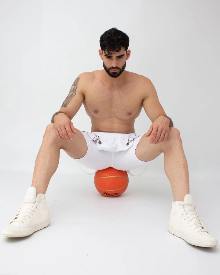 Overol Denim Short Blanco